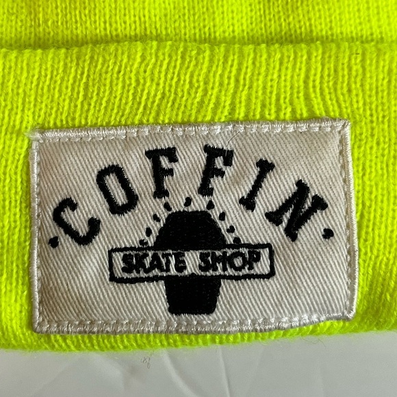 Coffin Skate Shop Neon Yellow Beanie - Bold Streetwear Style - Picture 5 of 8